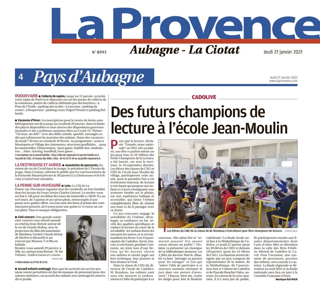 La Provence Article PCL 2022 01 27 copie